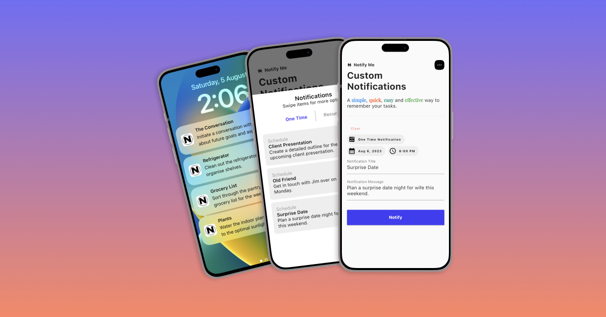Notify Me — A small utility app for setting recurring or one-time notifications so you never forget the small things in life.