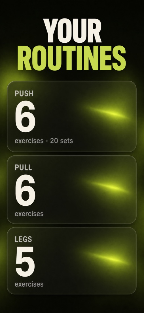 Push, Pull, and Legs routines in RepDay.